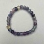Bracelet with natural fluorite, faceted cube beads, 7×7 mm diameter, 18 cm length, stretch