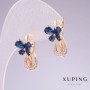 Xuping 18K Gold Plated Earrings with Blue Stones and White Rhinestones, 20x11mm