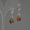 Amber ball earrings, diameter 10 mm +-, length 35 mm+-