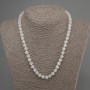 White Quartz Necklace with Faceted Cube Beads, 6 mm Diameter, 50 mm Length, with Clasp