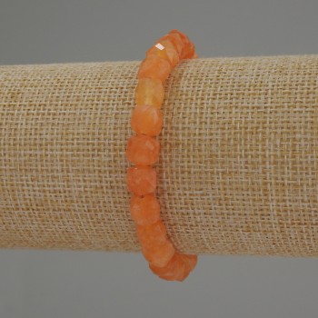 Mashan Jade Bracelet with Faceted Cube, 7×7 mm, 18 cm, stretch