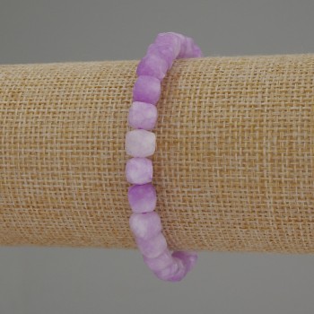 Lavender Amethyst Bracelet, Faceted Cube 7mm, 18 cm length, stretch