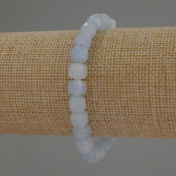 Aquamarine Faceted Cube Bracelet, 7×7 mm, 18 cm stretch