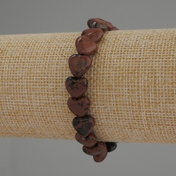 Obsidian Heart Bracelet, 10 mm diameter, 18 cm length, stretch