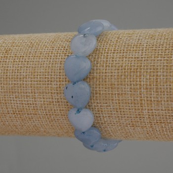 Aquamarine Heart Bracelet, 12 mm diameter, 18 cm length, stretch bracelet