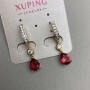 Xuping Earrings with 18K Gold Plating and Rhodium, with Red Crystal and White Rhinestones, Length 33mm+