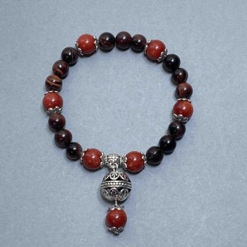 Браслет Асорті кулька 8мм+- 10мм+- з металевими вставками, довжина 18мм+- стрейч