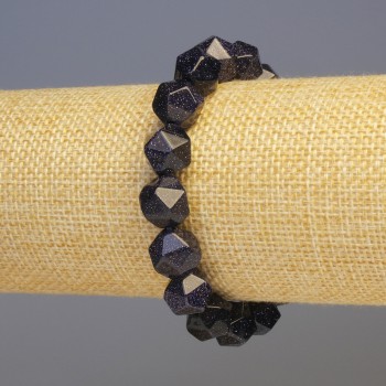 Blue Sand Aventurine Bracelet, synthetic faceted gemstone, 11 x 11 mm diameter ±, 18 cm length ±, stretch