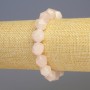 Rose quartz bracelet, natural stone, faceted, 11x11 mm, 18 cm stretch