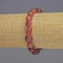Bracelet with Strawberry Quartz, natural stone, faceted beads, diameter 8×9×6 mm ±, length 18 cm ±, stretch