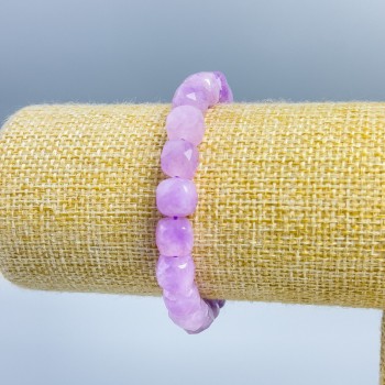 Bracelet with natural kunzite, faceted cube beads, 9×9 mm, length 18 cm (stretch)