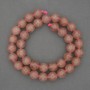 Strawberry Quartz Beads, smooth round spheres, 10 mm diameter, 39 cm length on thread