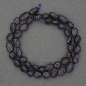 Synthetic Aventurine Beads Blue Sand Faceted, Diameter 9-12x8 mm ± on a Thread, Length 41 cm+