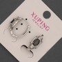 Xuping Earrings with Black Cubic Zirconia, length ~18 mm, thickness ~8 mm, rhodium