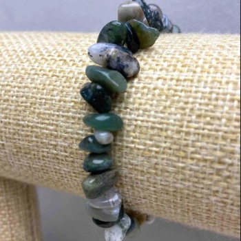 Bracelet with Moss Agate, Natural Stone