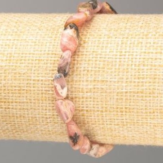 Bracelet with natural rhodochrosite beads, tumbled, diameter 10x8-10 mm (+/-), length 18 cm