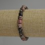 Rhodonite Bracelet with Faceted Cubes, 7 mm Diameter, 18 cm Length, Elastic