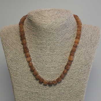 Citrine cube bead necklace, 7mm cube size, length 45 cm ± with clasp