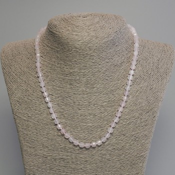 Pink Quartz Faceted Cube Necklace, 5 mm diameter, 45 cm length, with clasp