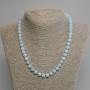 Aquamarine Necklace with Faceted Cube Beads, 7 mm Diameter, 45 cm Length with Clasp