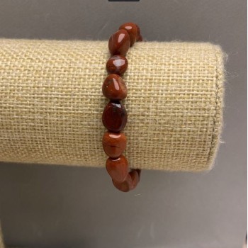 Red Jasper Faceted Bracelet, diameter 10–12×8 mm, 18 cm stretch