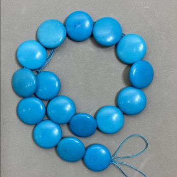 Turquoise Coin Beads, 24mm Diameter, 39cm Length +/-
