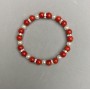 Bracelet with coral beads 7mm and artificial pearls 6mm, with metal inserts, 18 cm stretch