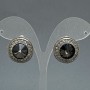 Earrings 2 cm circle with gray crystal rhinestones