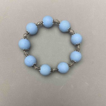 Acrylic Bead Bracelet with Metal Inserts, 14 mm Beads, 18 cm Stretch