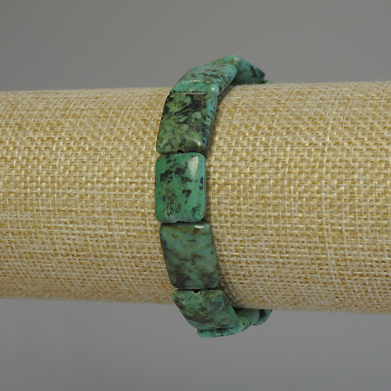 African Turquoise Bracelet Rectangular, 16x12 mm, 18 cm length, stretch