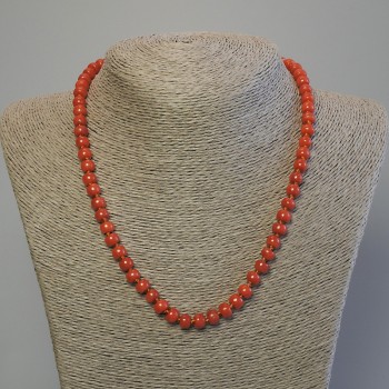 Artificial Coral Rondelle Necklace 7×5 mm, about 50 cm long, with clasp