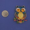 Owl Enamel Brooch on Magnetic Backing 55×40 mm ± Gold-tone metal