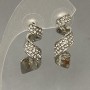Stud Earrings with White Crystals, Diameter 10×28 mm (±), Silver-Toned Metal