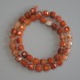 Faceted agate cube beads 6x6 mm +/- with 3 mm seed beads +/- on thread, length 37 cm+