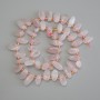 Pink Quartz Beads, Butterfly-cut, 12-16x6 mm diameter, with 3 mm beads, 40 cm length, on thread