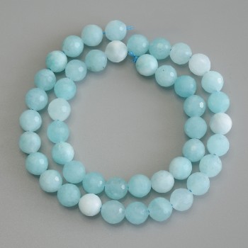 Aquamarine Beads, Faceted Ball, 8 mm, 37 cm on Thread