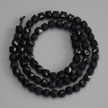 Tourmaline beads, faceted cube 5x5 mm on a string, length 37 cm+