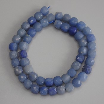 Aventurine Beads, Faceted Cube, 7x7 mm, 38 cm length