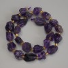Rough Amethyst Beads, diameter 15–19×10–14 mm, with 3 mm seed beads, length 40 cm on thread