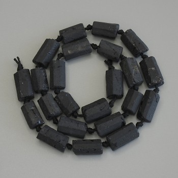 Tourmaline beads, unprocessed stone, diameter 12x8 mm, length 40 cm on thread