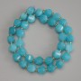 Faceted aquamarine beads, diamond-shaped, 10×9 mm ± with 3 mm seed beads ±, length about 39 cm ± on thread