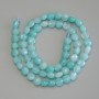 Aquamarine faceted coin-shaped beads, 6 mm diameter, 39 cm length on thread