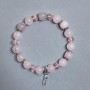 Bracelet Pink Quartz, Smooth Bead, 10 mm Diameter ± and Czech Glass Rondelles 8×6 mm ±, Length 18 cm ± Stretch