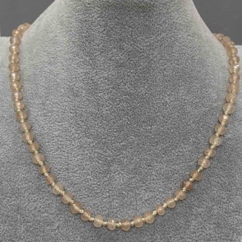 Synthetic Selenite Necklace with Faceted Rondels 6x4 mm, 50 cm length