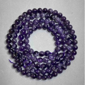 Amethyst Beads, natural stone, smooth round beads, 10 mm diameter, 39 cm length on thread