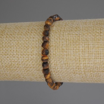 Tiger's Eye Bracelet Faceted Cube, 5×5 mm, length 18 cm (stretch)