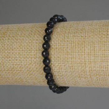Bracelet with faceted tourmaline beads, 6 mm diameter, 18 cm length (stretch)