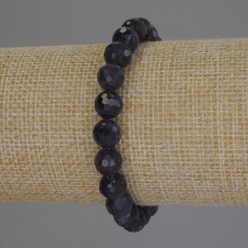 Iolite bracelet with faceted beads, 8 mm diameter, 18 cm length, stretch bracelet