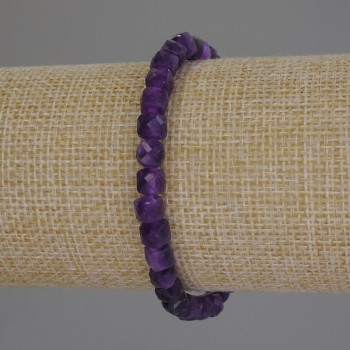 Sugilite Bracelet with Faceted Cubes, 5x5 mm, 18 cm Length, Stretch