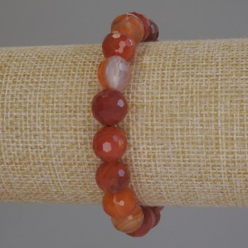 Stretch bracelet with faceted agate beads, 10 mm diameter, 18 cm length